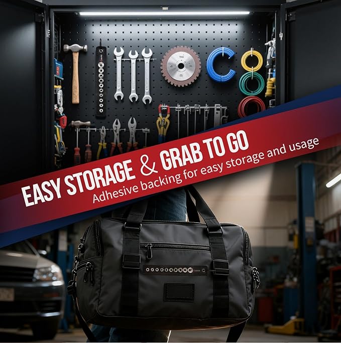 10PCS 1/4” Drive Standard Socket Set with Organizer Holder, Metric (4-13mm) 6 Point CR-V Steel Shallow Socket Set with Quick-Lock & Hanging Bracket for DIY, Repair & Mechanics