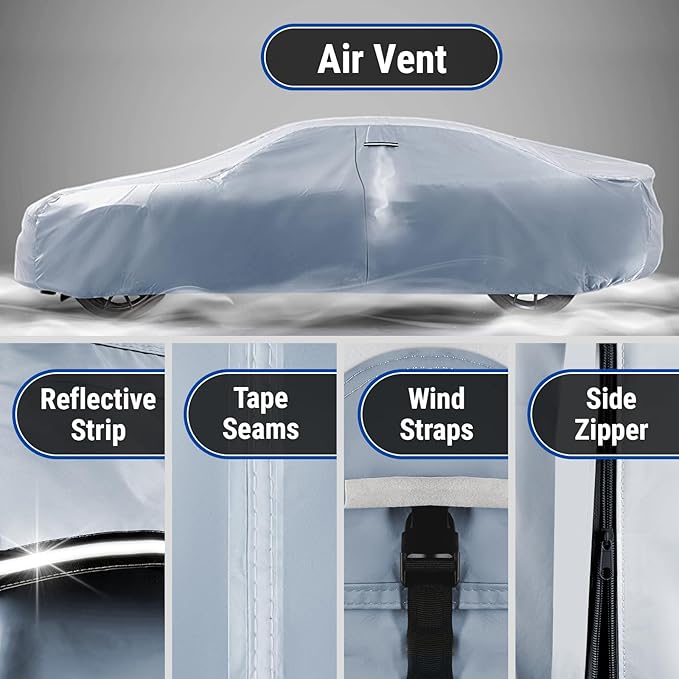 iCarCover Custom Car Cover for 1968-1979 Chevy Nova 2-Door, Waterproof All Weather Rain Snow UV Sun Protector Full Exterior Weatherproof Indoor Outdoor Car Cover with Strap