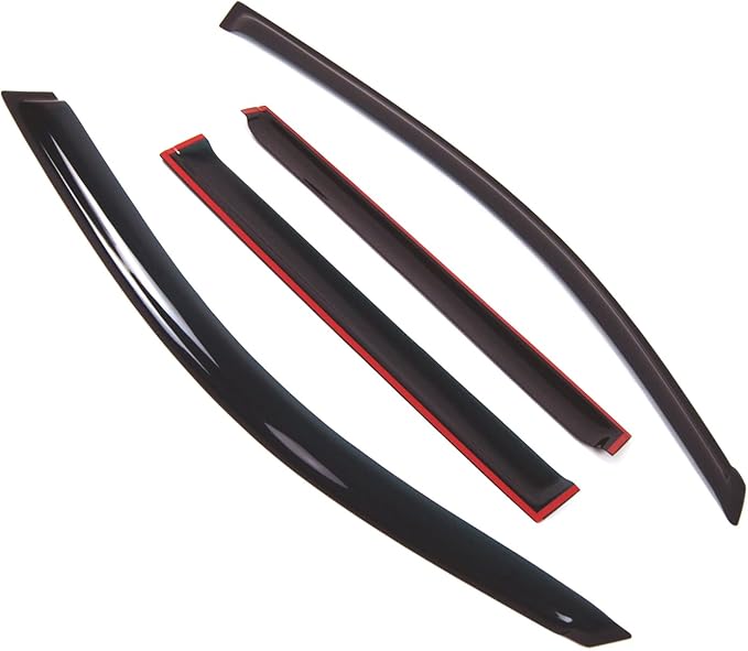 TuningPros Outside Mount Window Vent Visors Rain Guards Compatible with Toyota Highlander 2008-2013 | Side Window Wind Deflectors Rain Shields | Smoke Tinted, 4 Pcs Set, DGWV-659