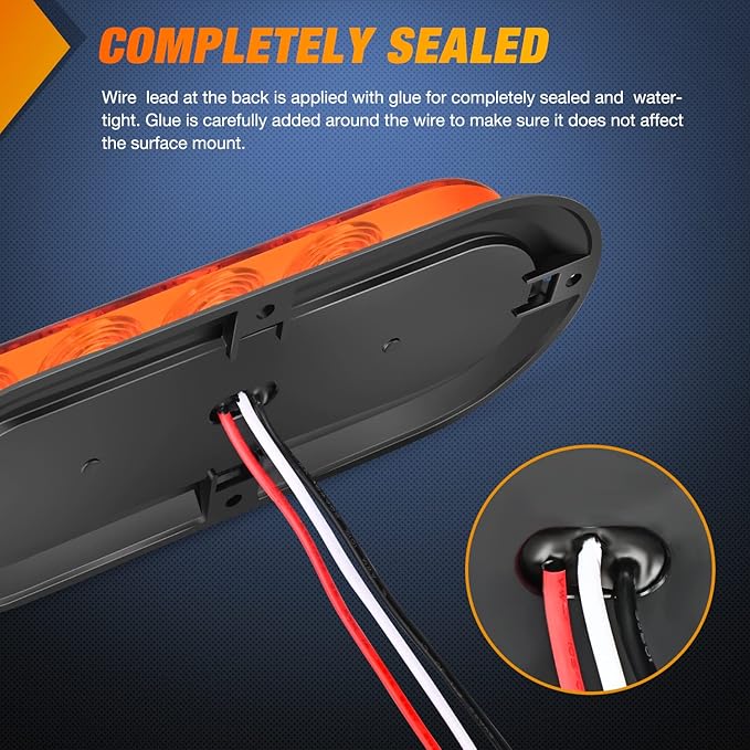 Nilight 6 Inch Oval Amber LED Trailer Tail Lights 2PCS 10 LEDs Waterproof Turn SignalsTrailers Lights for Truck RV Boat Bus Lorry Camper Van Caravan