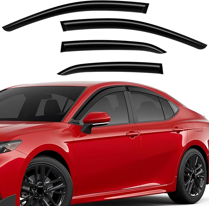Extra Durable Rain Guards Fit for 2019-2025 Toyota Camry, Tape-on Side Window Deflectors 19 20 21 22 23 24 25 Camry Wind Deflectors Rain Guard Black - 4 PCS