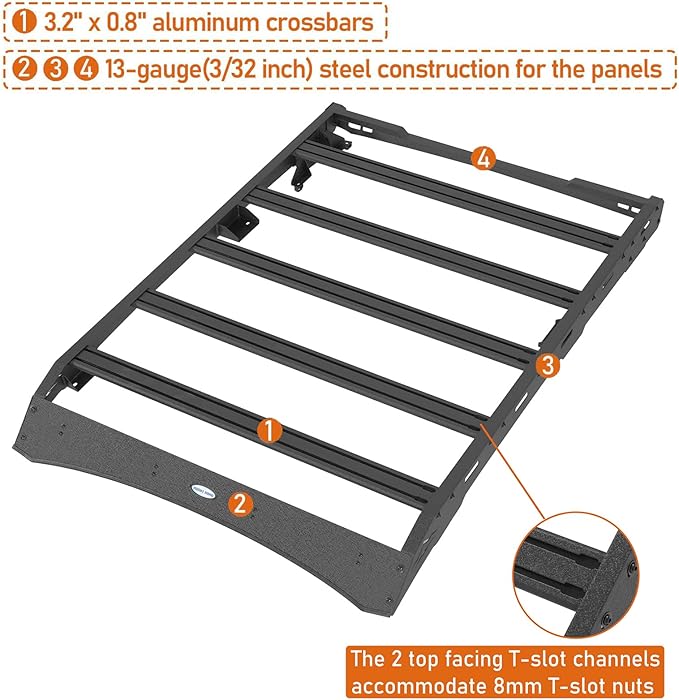 Hooke Road Crosstrek Roof Rack Aluminum Cross Bars for 2013-2017 Subaru XV Crosstrek, 330 LBS Load Capacity Rooftop Cargo Basket, Luggage Carrier Rails for Overlanding Trip Gear