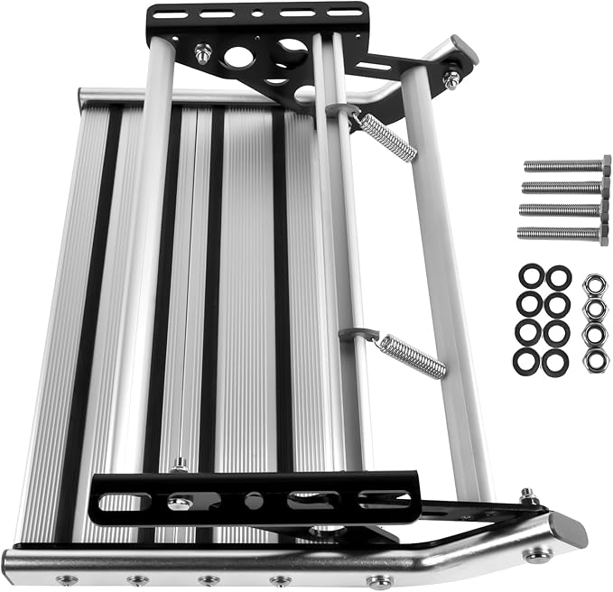 Manual RV Step Single Ladder Step Telescopic Folding RV Entry Stair Replacement for RV Camper Van Motorhome Travel Trailer