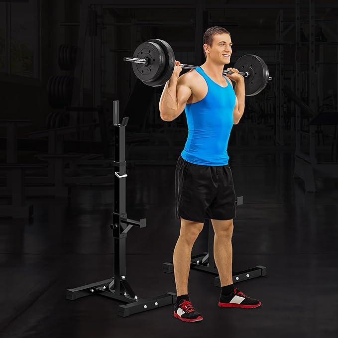 F2C Max Load 550Lbs Pair of Adjustable Squat Rack 41"-66" Sturdy Steel Barbell Rack Free Bench Press Stands GYM/Home Gym Portable Dumbbell Racks Stands