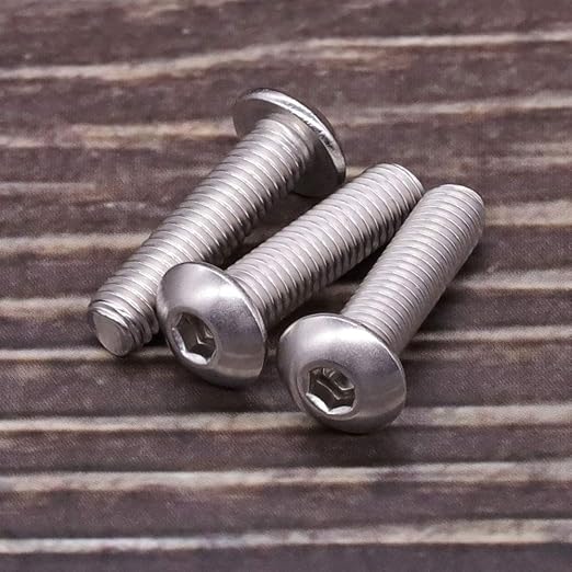 1/4-20 x 2-1/2" Button Head Socket Cap Bolts Screws, 304 Stainless Steel 18-8, Allen Hex Drive, Bright Finish, Fully Machine Thread, Pack of 15