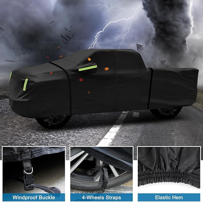Car Cover for Chevy Silverado 1500 Crew Cab 6.6 ft. Bed, Waterproof All Weather Pickup Truck Covers with Zipper Windproof Heavy Duty Protection for 2000-2023 Silverado 1500/GMC Sierra 1500