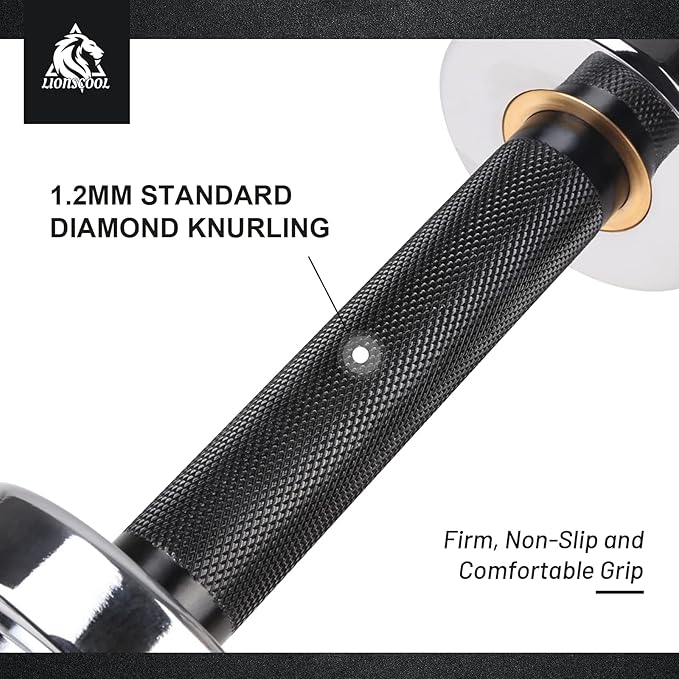 LIONSCOOL 16"/20” Loadable Dumbbells Pairs in Commercial Grade, Heavy Duty Olympic Dumbbell Bar/Handle for Strength Training, Compatible with 2’’ Standard Plates