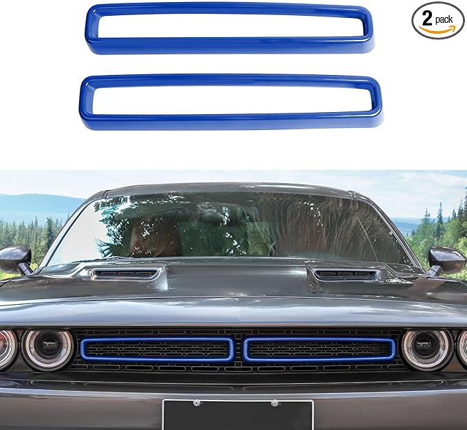 Front Grille Inserts Grill Guard Compatible with 2015-2024 Dodge Challenger Exterior Accessories, Blue