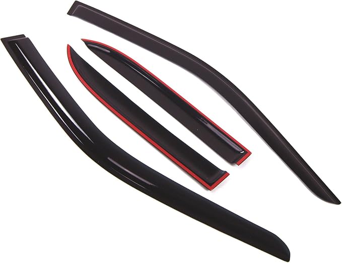 TuningPros Outside Mount Window Vent Visors Rain Guards Compatible with Buick Rendezvous 2002-2007 | Side Window Wind Deflectors Rain Shields | Smoke Tinted, 4 Pcs Set, DGWV-019