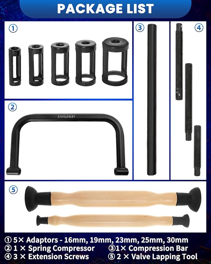 SIXIWANZI 12pcs Valve Spring Compressor Tool with Valve Lapping Tool for Car, Motorcycle, ATV, and Small Engines
