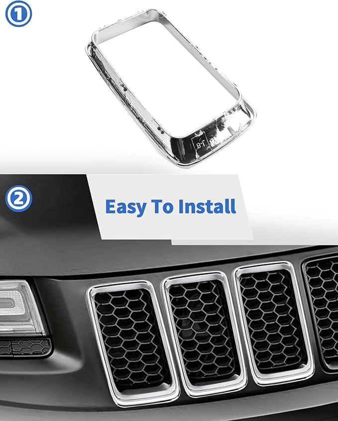 for Grand Cherokee Chrome Grill Inserts Front Grille Mesh no Mesh Cover Guard for 2014-2016 Jeep Grand Cherokee Clip-on Grille Accessories