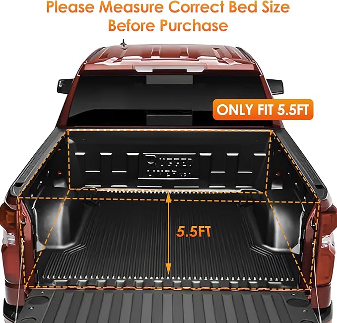 Nilight Soft Roll-Up Tonneau Cover Compatible with Toyota Tundra 2007 2008 2009 2010 2011 2012 2013 2014 2015 2016 2017 2018 2019 2020 2021– 5.5ft Truck Bed Cover