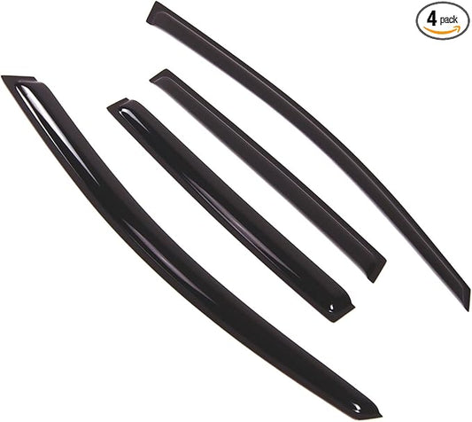 TuningPros Outside Mount Window Vent Visors Rain Guards Compatible with VW Golf Rabbit GTI R32 2006-2008 | Side Window Wind Deflectors Rain Shields | Smoke Tinted, 4 Pcs Set, DGWV-504