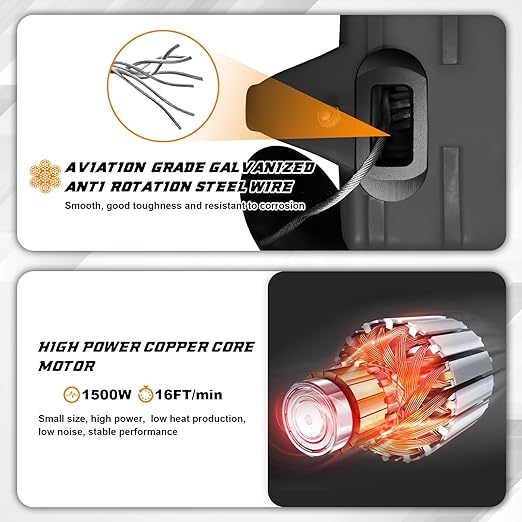 Power Electric Portable Hoist Winch 1540LBS, 3 in 1 Electric Cable Hoist 110V 25 FT with Lifting Strap, Electric Hoist Lift Ceiling Winch for Lifting Towing