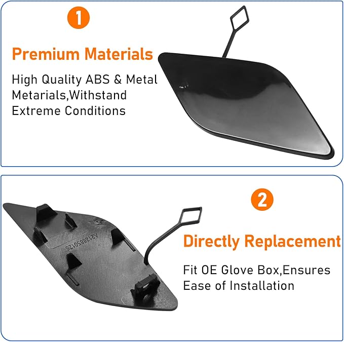 Compatible with 2010-2013 Mercedes Benz Tow Hook Cover for E-Class W212 E300 E350 E400 E550 A2128850126(Black,Right Passenger Side),Front Bumper Towing Eye Cap