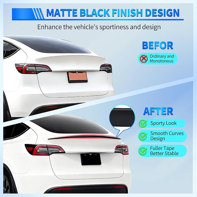 Nilight Spoiler Compatible with Tesla Model Y 2020 2021 2022 2023 2024 Spoilers for Cars Rear Spoiler Wing ABS Sporty Rear Trunk Lip Exterior Accessories Easy No-Drill Installation, Matte Black