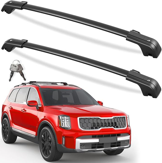 KINGGERI 330LBS All Aluminum Roof Rack Cross Bars Fit for Kia Telluride X-PRO X-LINE 2023 2024 2025 (with Raised Side Rails), Lockable Roof Rails Crossbars Rooftop Cargo Luggage Rails Kayak Canoe