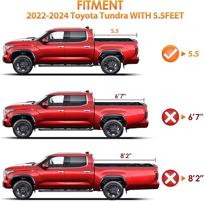Nilight Soft Tri-fold Truck Bed Tonneau Cover Compatible with Toyota Tundra 2022 2023 2024-5.5ft