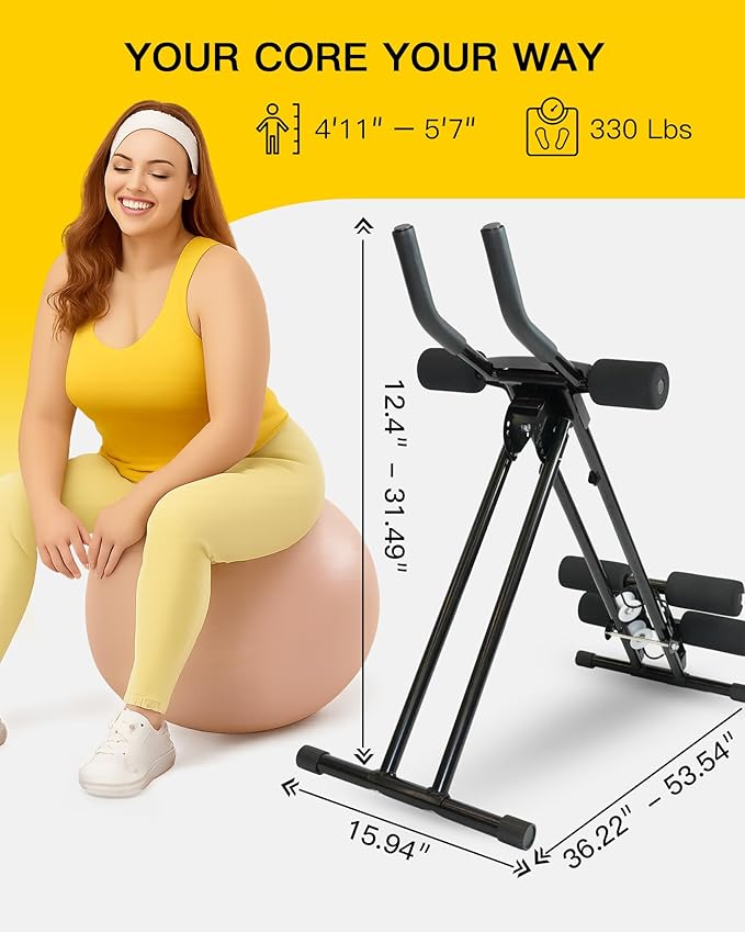 Ab Machine Abdominal Stomach Workout: Adjustable Ab Trainer Machine Ab Cruncher Core Strength Training Equipment for Home Gym Foldable for Women and Men