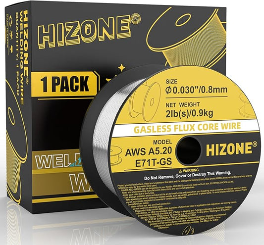 HIZONE Flux Core Welding Wire, E71T-GS .030inch-2lb Gasless Flux-cored MIG Welding Wire, 1-Pack