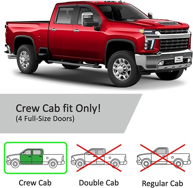 Voron Glass Tape-on Extra Durable Rain Guards for Trucks Chevrolet (Chevy) Silverado/GMC Sierra 2500HD, 3500HD 2020-2026 Crew Cab, Window Deflectors, Vent Window Visors, 4 Pieces - 120086v2