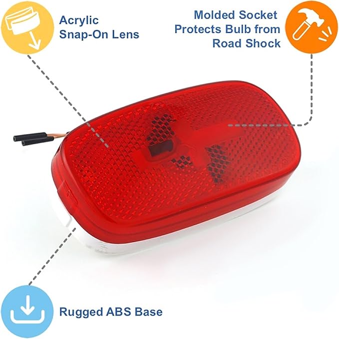 Lumitronics Clearance Marker Side Light Utility Trailer Light for RV Lights & Camper Lights, Red