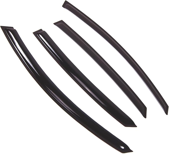 Tuningpros WD2-500 Dark Smoke 4 Pcs Set Window Visor (Outside Mount) Deflector Rain Guard Compatible with 2004-2007 Audi A8