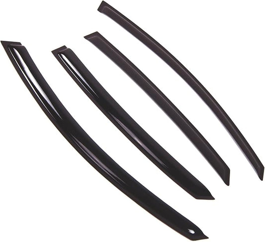 Tuningpros WD2-500 Dark Smoke 4 Pcs Set Window Visor (Outside Mount) Deflector Rain Guard Compatible with 2004-2007 Audi A8