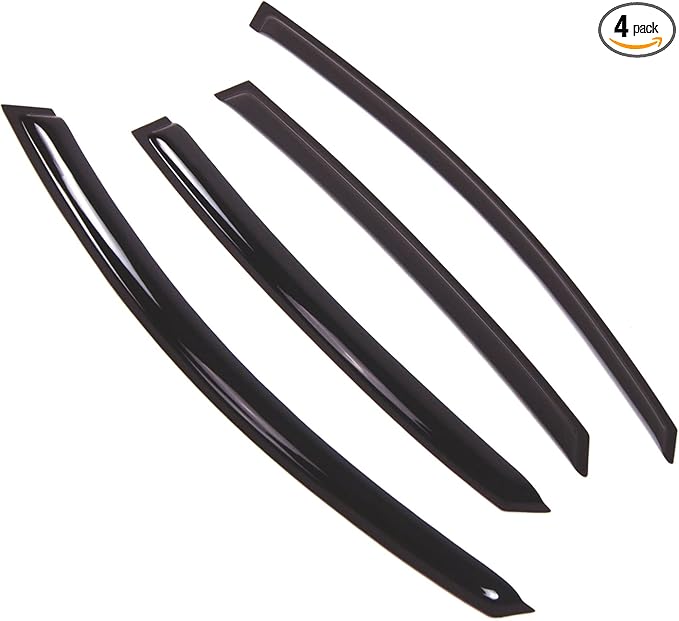 TuningPros Outside Mount Window Vent Visors Rain Guards Compatible with Audi A8 2008-2010 | Side Window Wind Deflectors Rain Shields | Smoke Tinted, 4 Pcs Set, DGWV-500-2