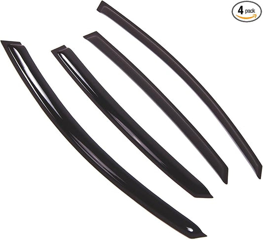 TuningPros Outside Mount Window Vent Visors Rain Guards Compatible with Audi A8 2008-2010 | Side Window Wind Deflectors Rain Shields | Smoke Tinted, 4 Pcs Set, DGWV-500-2