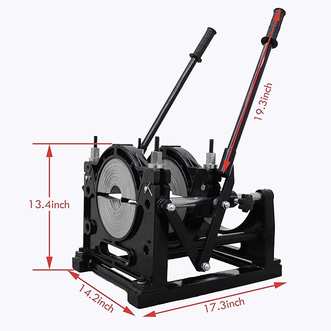 TECHTONGDA Pipe Welding Machine Electric Tube Butt Fusion Equipment for PE PP PB PVDF PPR 2.48-7.87inch Hand Push Two Clamps