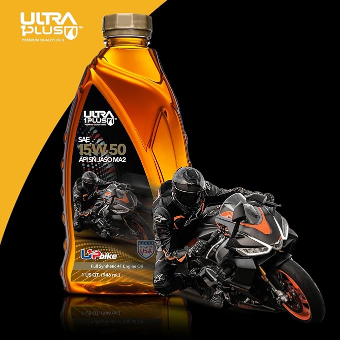 ULTRA 1PLUS 4T 15W-50 Full Synthetic Motorcycle Oil API SN JASO MA2-15W50 motor oil, 6 Quarts