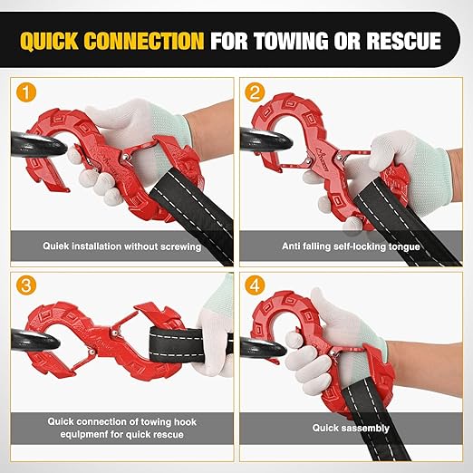 Nilight S-Shape Shackle, Quick Release Tow Hook for Winch Cable Ropes, 33,000 lbs Heavy Duty for Off-Road Recovery, Towing Extension, Tree Saver, Winch Shackle, Forged Steel, Red