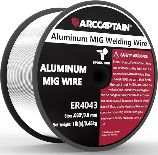 ARCCAPTAIN Silicon Aluminum Welding Wire ER4043 .030" Mig Welding Wire, 1 Pound Spool