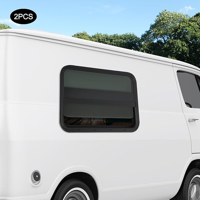 2 Pack RV Window Teardrop Style, 30" X 20" Universal RV Window Vertical Slide With 2 Trim Ring, Vertical Sliding Glass Window with Screen Window for Cargo, Horse Trailer(30"Wx20"H（2 pack）)