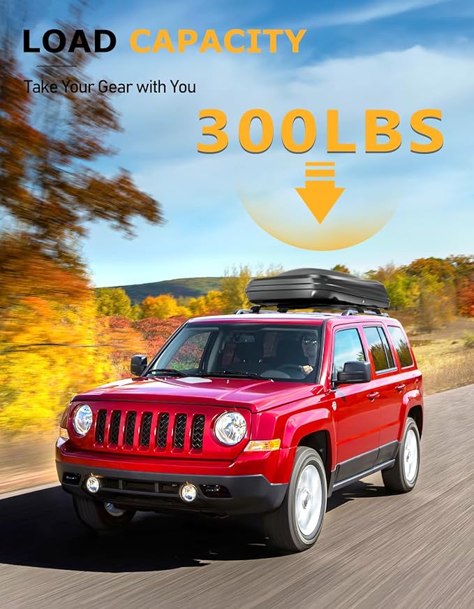 Tuyoung 300lbs Lockable Roof Rack Cross Bars Compatible with Jeep Patriot 2007-2017 with Raised Side Rails,Heavy Duty Anti-Theft Aluminum Roof Rails Crossbars Cargo Carrier Bag Black Bike