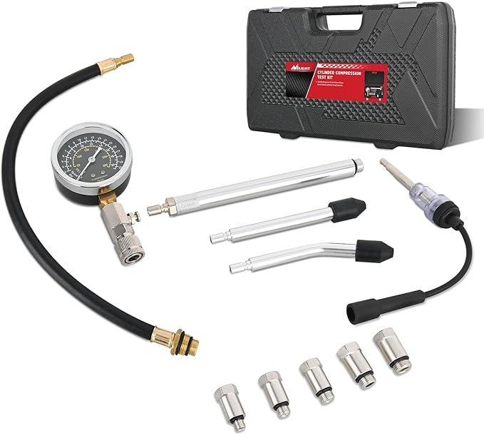 Nilight Engine Compression Tester Kit, 11 PCS with Spark Plug Tester, Automotive Cylinder Pressure Gauge Tool Set for Gasoline Engines