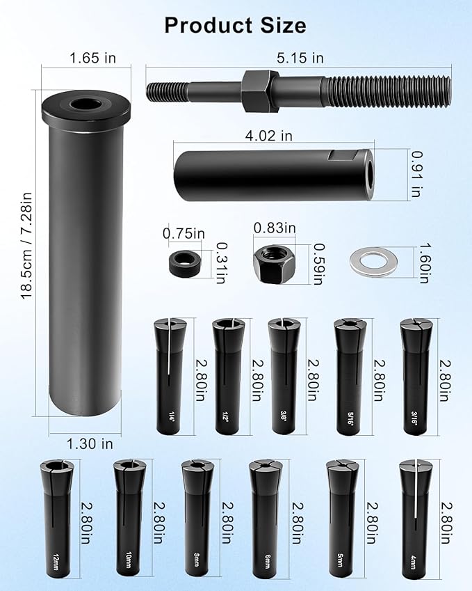 in-Line Dowel Pin Puller Master Set Replace 95400, Dowel Dismantling Tool Includes Both SAE and Metric Collets