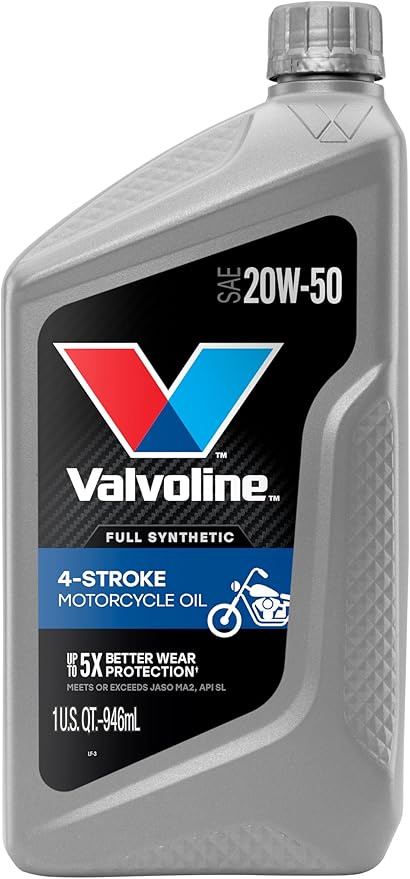 Valvoline 4-Stroke Motorcycle Full Synthetic SAE 20W-50 Motor Oil 1 QT, Case of 6