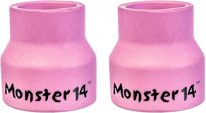 Monster #14 Ceramic Alumina TIG Cup Gas Nozzle for Welding Torch, 7/8" Orifice x 1" Long - 2 Pack