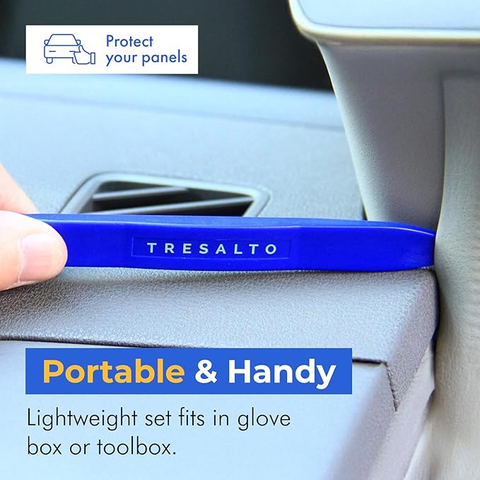 Auto Trim Removal Tool Kit - 5 Piece Set for Dash, Door Panel, Clip Remover - Scratch-Resist Nylon Pry Tools for Interior Car Trims Work - Panel Prying Tools Included - Blue