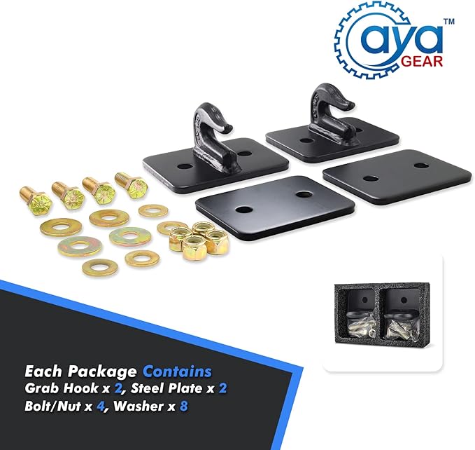 5/16-in Bolt On Grab Hook Mount with Backer Plate Grab Hook 70 Forged Steel Tow Hook Work Well for Loader, Tractor Bucket, RV, UTV,Truck (Black)