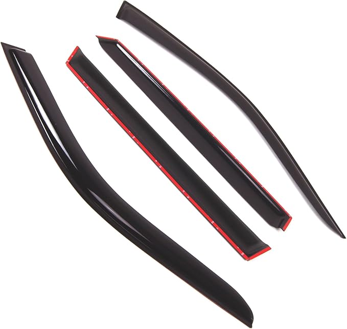 TuningPros Outside Mount Window Vent Visors Rain Guards Compatible with BMW X5 2007-2013 | Side Window Wind Deflectors Rain Shields | Smoke Tinted, 4 Pcs Set, DGWV-519