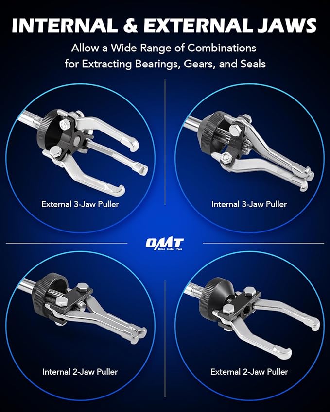 Orion Motor Tech Slide Hammer, 9-Way Internal/External Slide Hammer Puller Set - Pulls Hubs, Rear Wheel Axle Shafts, Bearings, Bushings, Seals, Retainers