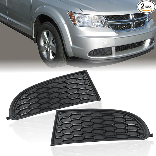 2PC Fog Light Covers for Dodge Journey 2011-2020,1 Pair Left & Right,Black Bumper Grille Insert (Black Style)