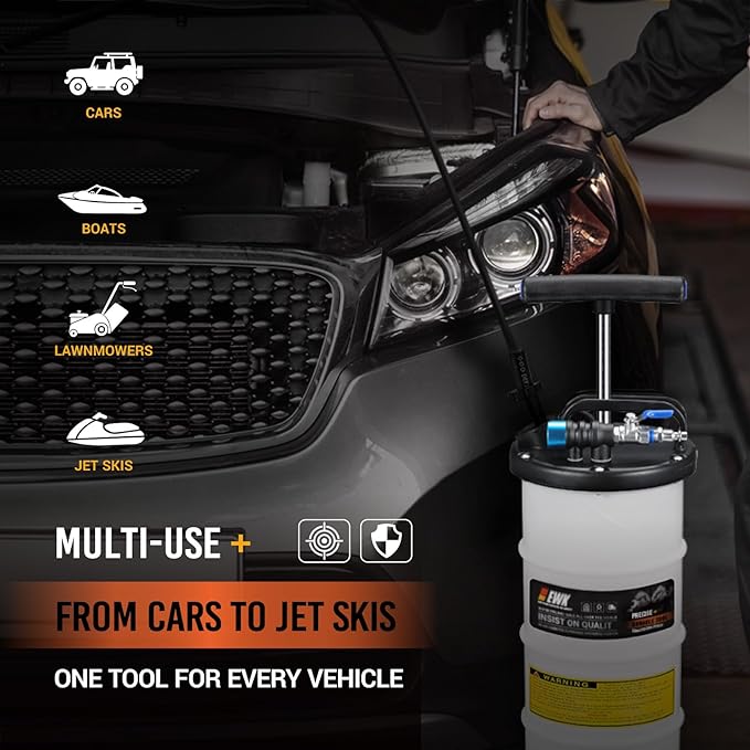 EWK 6.5L Pneumatic/Manual Oil Extractor, Oil Change Pump for Automotive Fluids Vacuum Evacuation, Fluid Extractor Pump Tool