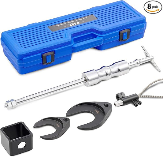 Orion Motor Tech CV Axle Puller Tool with Heavy Duty Slide Hammer, 8 pc CV Joint Removal Tool with 2" and 2.5" CV Joint Fork, CV Axle Removal Tool with Outer CV Joint Adapter Steel Cable Adapter