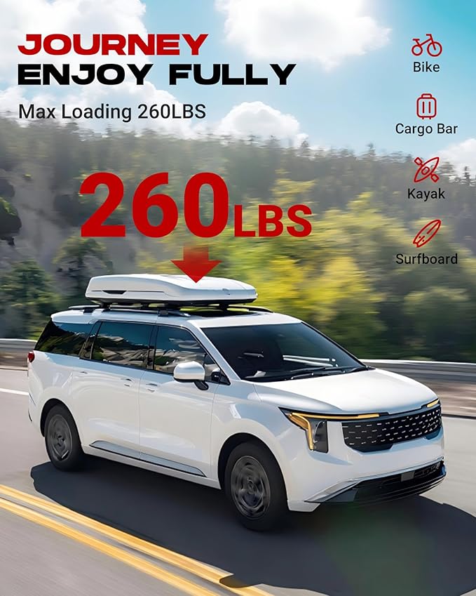 HEKA Roof Rack Cross Bars Fit for KIA Carnival 2022 2023 2024 2025 2026 with Raised Side Rails, Luggage Crossbars Cargo Bag Carrier Aluminum Rooftop Set Canoe Rooftop Black