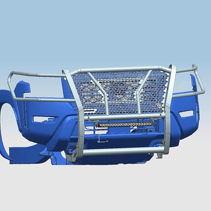 Black Horse Rugged Heavy Duty Grille Brush Bumper Guard Modular Black Come with Single Row LED Light Compatible with 2022-2024 Nissan Frontier-RU-NIFR22-B-K2