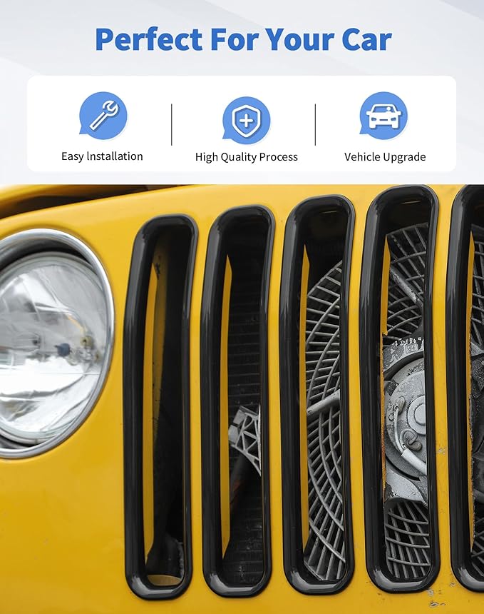 Black TJ Grill Inserts Front Grille Mesh no Mesh Cover Guard for Jeep Wrangler TJ 1997-2006 Clip-on Grille Accessories